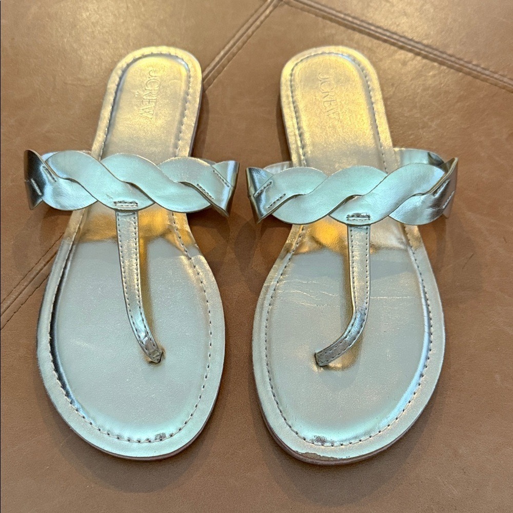 J.Crew gold braided thong SZ 10 women's sandal. Never worn outside, floor models